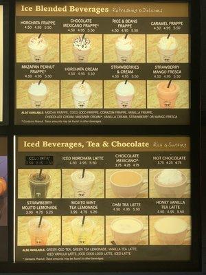 Cold selection of coffee and tea