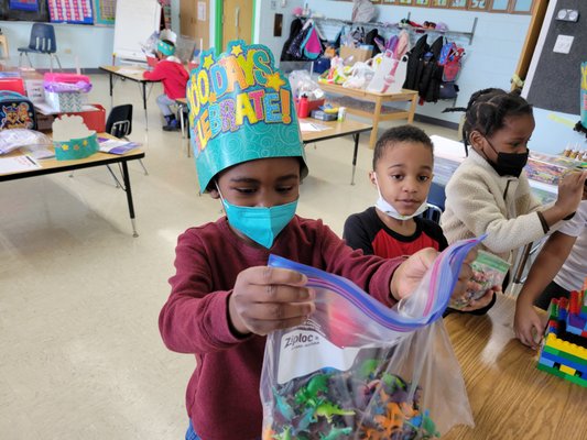 Our Pre-K & Kindergarten celebrated "100 Days of School" by counting out 100 different objects of their choice.