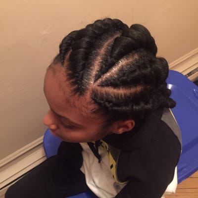 Goddess cornrows for my daughter (top view)