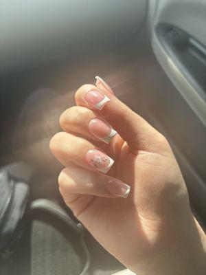 French tip refill w/ gel and 2 nail stickers