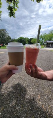 Latte and frozen lemonade