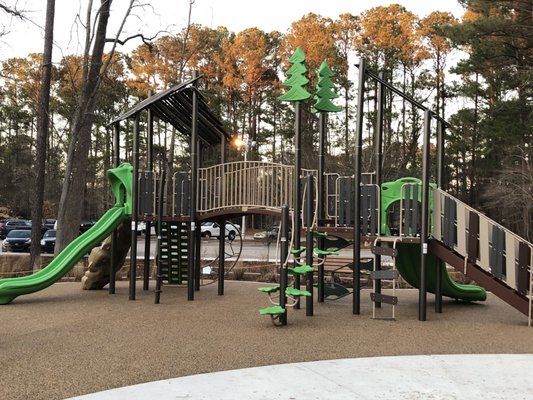 Playground area with 3 slides