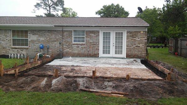 Removed old metal patio and Adding an open porch, Fans, T&G ceiling.