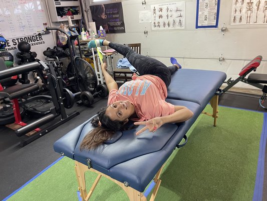 Certified Stretch & Flexibility Coach Specializing in MyoFascia Release 

In this Photo Shayal is giving herself a take away stretch