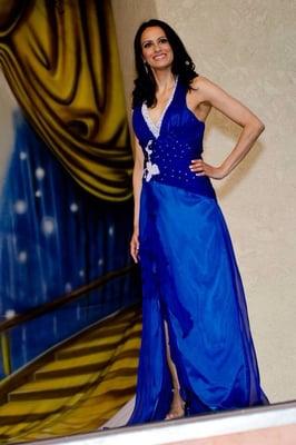 Pink Blossom redid the beading on my dress when I competed in the 2013 Miss CA United States pageant.