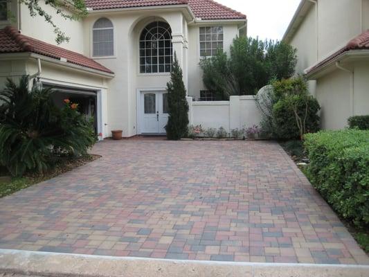 Installation of custom designed paver driveway in Southwest Blend