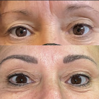 Permanent hair stroke brows and eyeliner