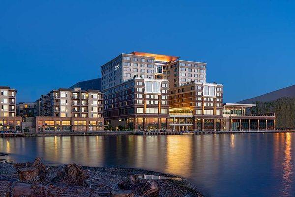 We are located on the boardwalk at the Hyatt Regency Lake Washington