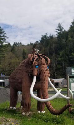 Kmiec's garage's metal mammoth can be found on Roadside America