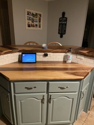 Paint cabinets, back splash, wood countertops