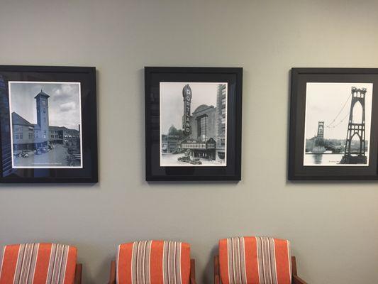 Vintage Portland photos in the waiting room