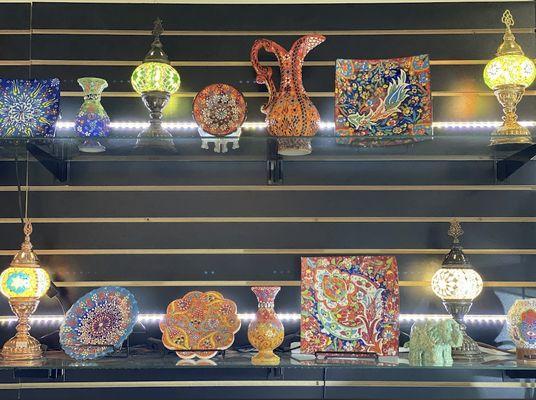 Turkish Lamps and pottery