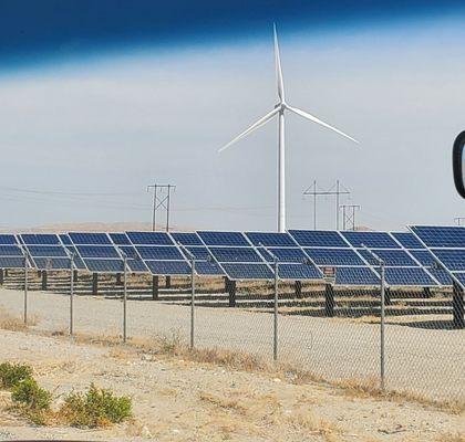 Solar panel and wind turbine