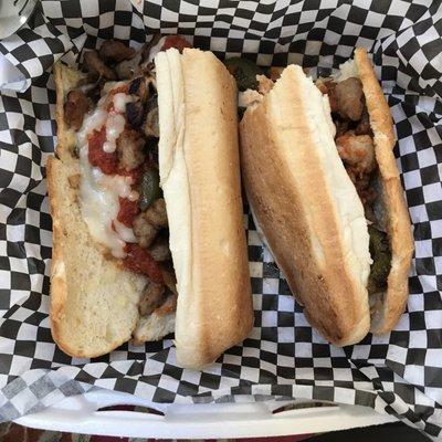 Crumbled Italian sausage sub