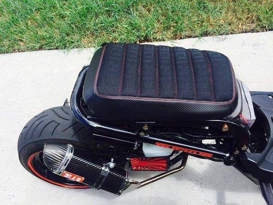 Honda Ruckus Bride seat cover with double stitching in red