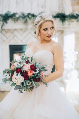 Burgundy and Blush Bridal Bouquet at Ramble Creek | Photo by Kalyn Fritts, Flowers by Tami McAllister