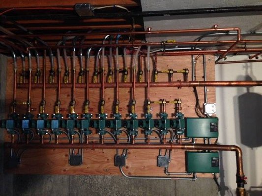 12 Zone commercial forced hot water system