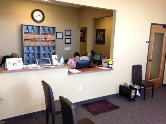 Friendly staff and comfortable waiting room makes your wait time go by fast! The flat screen in the loby helps too :)