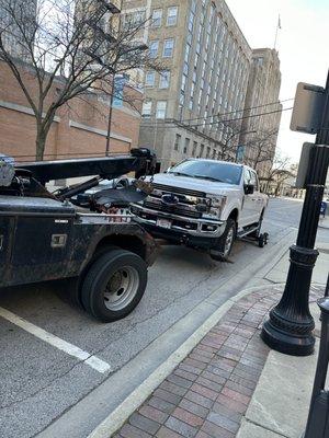 Towing a pickup truck