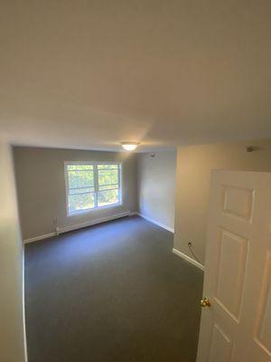 Repainted ceiling walls and trim including doors