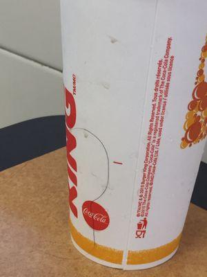 Nasty cup with hair on it from a filthy employee at Burger King