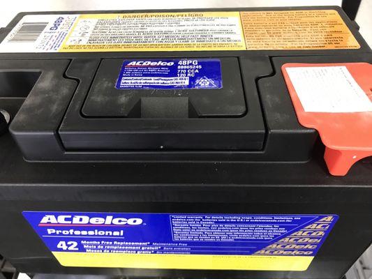 Group 48 AC Delco Battery with 42 months Free Replacement