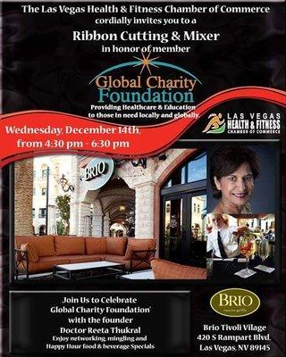 Please join us on December 14th, as we welcome new member, Dr. Reeta Thukral and the Global Charity Foundation!