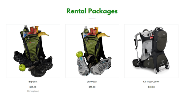 Day Hike Rental Equipment, Shoes, Day Packs, Delivered