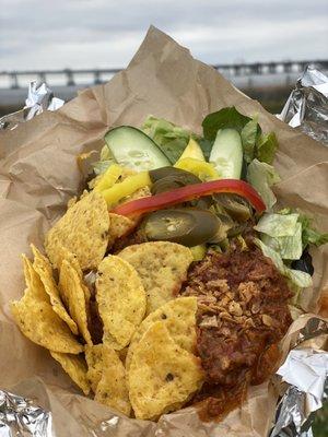 Beef Chili and Cheddar Baked Potato