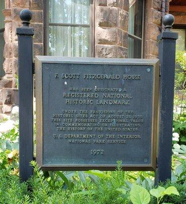 Historical Plaque at F. Scott Fitzgerald House