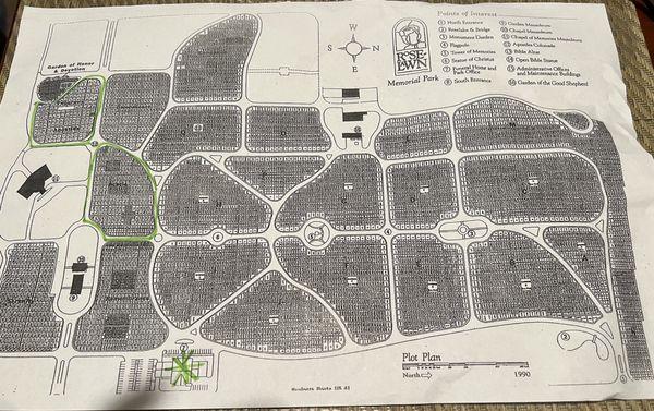 Layout of cemetery.  Things are easy to find and staff is most helpful to find markers you seek.