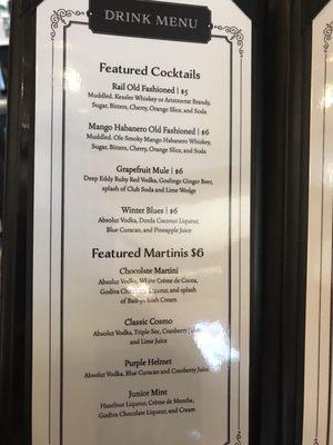 Featured Cocktails & Martinis menu