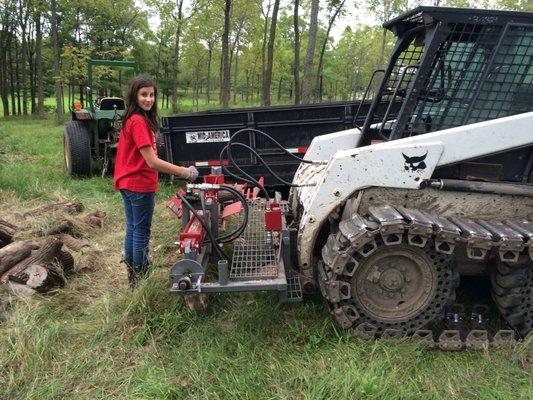 Splitting wood on the farm