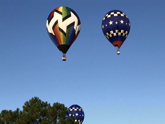 7/14/18. Saturday. 7:30 am. 78 degrees. U.S. National Hot Air Balloon Championship above the grounds here. 3rd consecutive year hosting!