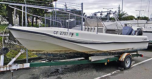 Pre-BayGreen boat, rescued from being landfill and ready for recycling to be one of the BayGreen fleet boats.