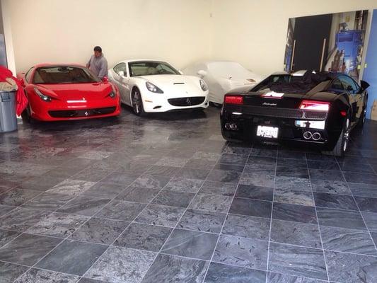 Lamborghini's and Ferraris at the shop