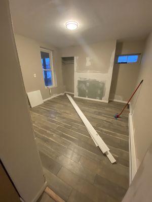 New floor and drywall