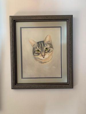 A pastel portrait of our other cat Ramsey, also beautifully framed at The Village Frame Shop