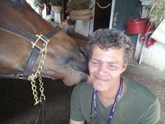 This is me and Big Macher at Santa Anita before he ran in Dubai