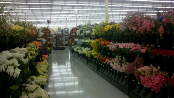 Faux florals organized by color.  OCD dream come true.