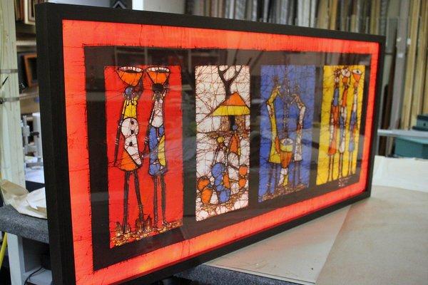 Batik cloth framed