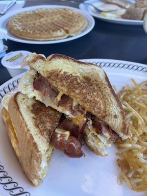 Bacon egg and cheese on Texas toast