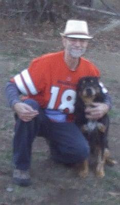 Uncle Bud with Shar Pei ' Australian Shepherd mix.