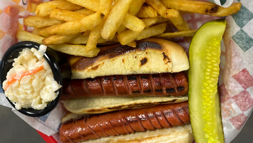 2 All Beef Hot Dogs with Fries