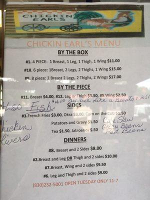 Menu and prices.