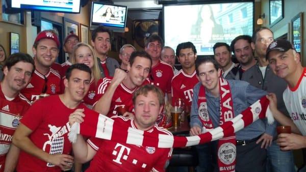 Bayern fans enjoy the big screen at Danny Coyles during a match versus Dortmund