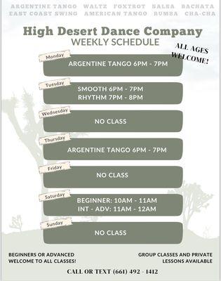 HDDC Weekly Schedule!