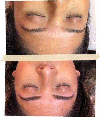 brow wax & tint before and after