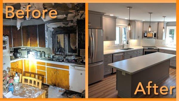 A new kitchen after a cooking fire gutted the old one