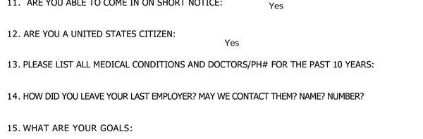 Out here breaking the law on their job applications and asking people to write down their full social security numbers before interviewing.